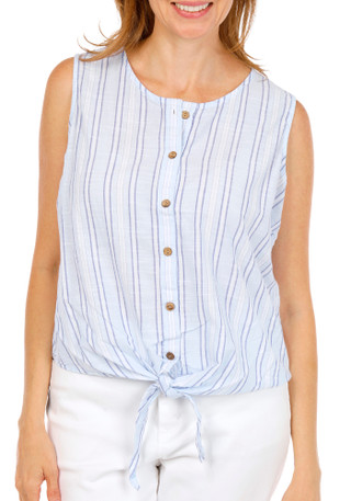 Thumbnail 2: Dash Women's Sleeveless Button Down Striped Top 
