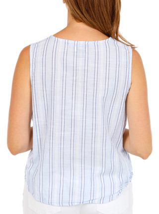 Thumbnail 6: Dash Women's Sleeveless Button Down Striped Top 