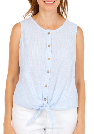 Thumbnail 1: Dash Women's Sleeveless Button Down Striped Top 