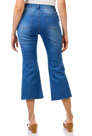 Thumbnail 2: Stella Parker Petite Mid Rise Kick Flare Cropped Denim Jeans 