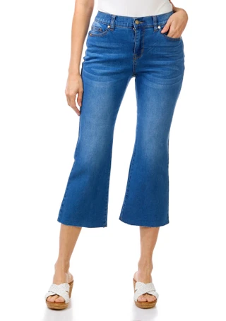 Thumbnail 1: Stella Parker Petite Mid Rise Kick Flare Cropped Denim Jeans 