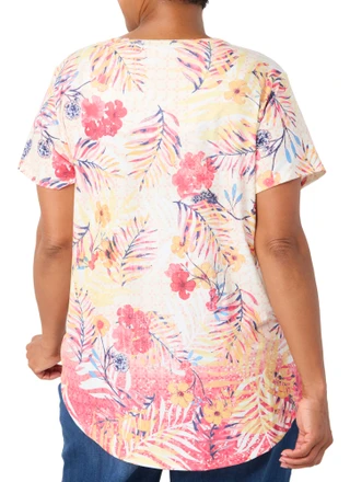 Thumbnail 3: ONE WORLD Plus Short Sleeve Print Top 