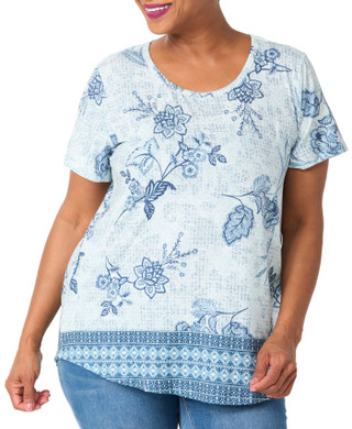 Thumbnail 1: ONE WORLD Plus Short Sleeve Print Top 
