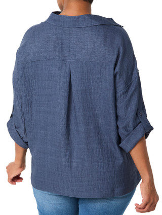 Thumbnail 2: MAX STUDIO Plus 3/4 Sleeve Roll Tab Top 