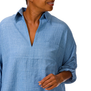 Thumbnail 3: MAX STUDIO Plus 3/4 Sleeve Roll Tab Top 