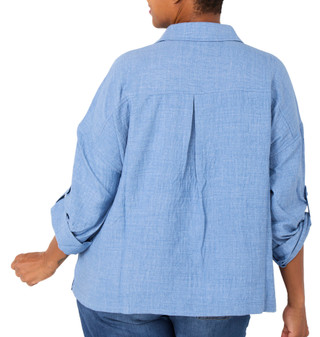 Thumbnail 4: MAX STUDIO Plus 3/4 Sleeve Roll Tab Top 