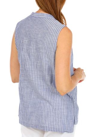 Thumbnail 6: Dash Women's Sleeveless Yard Stripe Button Down Top 