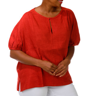 Thumbnail 4: MAX STUDIO Plus Short Sleeve Keyhole Neck Top 