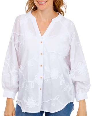Thumbnail 1: Hester & Orchard Women's Floral Button Down Top  