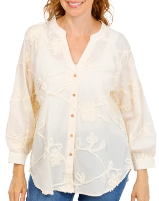 Thumbnail 1: Hester & Orchard Women's Floral Button Down Top  