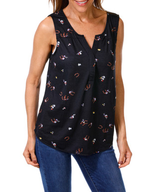 Thumbnail 2: Love Potion Women's Button Back Horseshoe Print Top 
