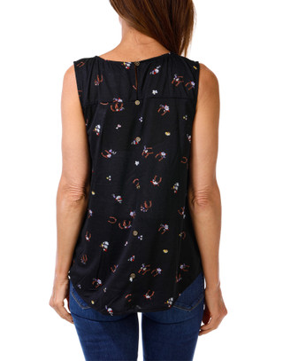 Thumbnail 4: Love Potion Women's Button Back Horseshoe Print Top 