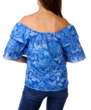 Thumbnail 2: Chenault Women's Triple Ruffle Sleeve Off The Shoulder Top 