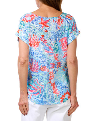 Thumbnail 4: Casey Key Women's Petite Sea Life Cuffed Sleeve Top 