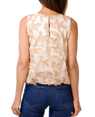 Thumbnail 2: Stem & Vine Women's Leaf Embroidered Bubble Hem Top 
