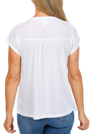 Thumbnail 2: Tru Self Women's Embroidered Rhinestone Yoke Peasant Top 
