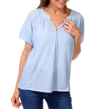 Thumbnail 2: Joie De Vivre Women's Multi Stripe Henley Top 