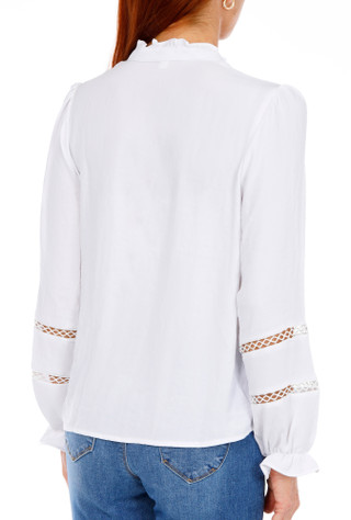 Thumbnail 4: Venus Women's Solid Crochet Trim Blouse  