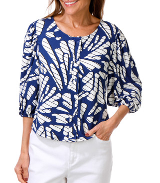Thumbnail 1: Ava & Grace Women's Petite Floral Button Up Top 