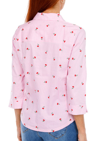 Thumbnail 2: Emily Daniels Women's Cherry Stripe Print Top  