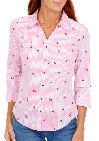 Thumbnail 1: Emily Daniels Women's Cherry Stripe Print Top  