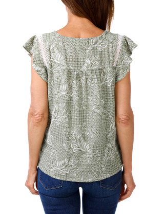 Thumbnail 2: Joie De Vivre Women's Crochet Detail Peasant Top 