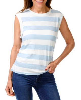 Thumbnail 1: Sanctuary Women's Striped Side Ruched Muscle Top 