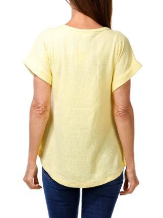 Thumbnail 2: Anneliese Women's Solid Button Hem Top 