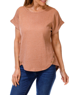 Thumbnail 1: Anneliese Women's Solid Button Hem Top 