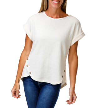 Thumbnail 1: Anneliese Women's Soft Corduroy Button Hem Top 