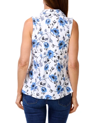 Thumbnail 2: Kate Park Women' s Petite Floral Print Top  