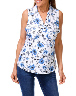 Thumbnail 1: Kate Park Women' s Petite Floral Print Top  