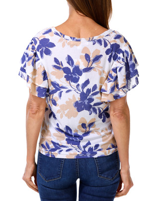 Thumbnail 2: Kate Park Women's Floral Print Tie Front Top  