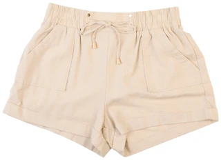 Thumbnail 1: Cisono Juniors Tie Front Solid Linen Shorts 