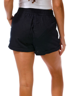 Thumbnail 3: Cisono Juniors Tie Front Roll Cuff Linen Shorts 