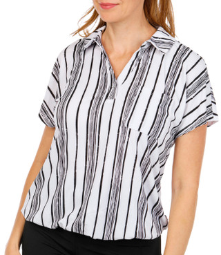 Thumbnail 1: ADRIENNE VITTADINI Women's Striped Tie Front Top 