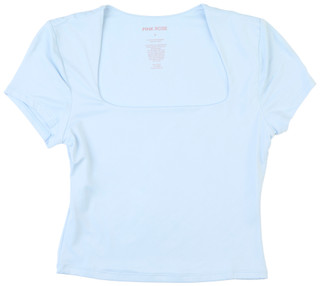 Thumbnail 1: Pink Rose Junior's Short Sleeve Solid Square Neck Tee 