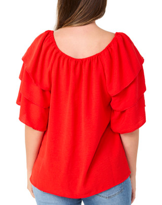 Thumbnail 3: Chenault Women's Short Tiered Sleeve Top 