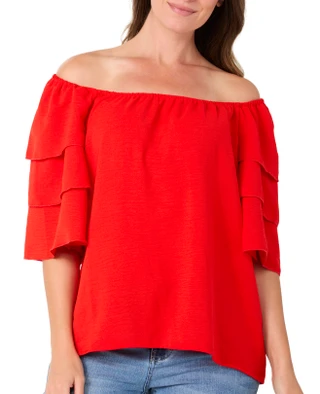 Thumbnail 3: Chenault Women's Short Tiered Sleeve Top 