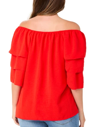 Thumbnail 2: Chenault Women's Short Tiered Sleeve Top 