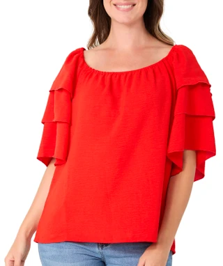 Thumbnail 1: Chenault Women's Short Tiered Sleeve Top 