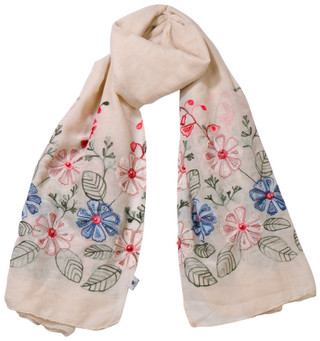 Thumbnail 1: Jessica McClintock Embroidered Floral Pearl Border Shawl 