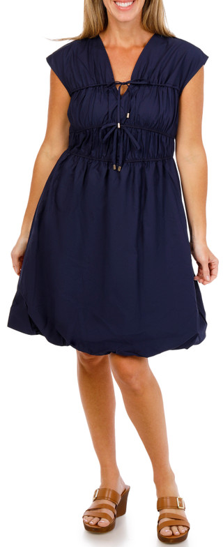 Thumbnail 2: Ellen Tracy Women's Short Sleeve Poplin Bubble Hem Dress 