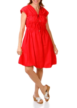 Thumbnail 1: Ellen Tracy Women's Short Sleeve Poplin Bubble Hem Dress 