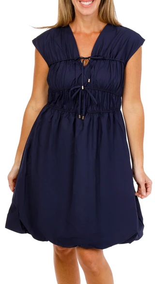 Thumbnail 1: Ellen Tracy Women's Short Sleeve Poplin Bubble Hem Dress 