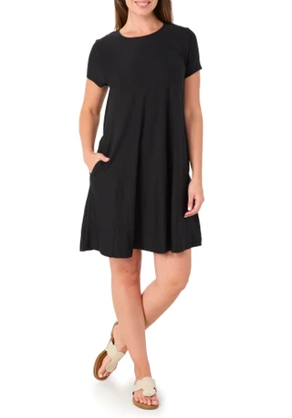Thumbnail 1: Harlow  & Rose Women's Short Sleeve Solid Swing Dress 