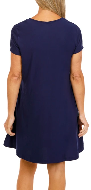 Thumbnail 3: Harlow  & Rose Women's Short Sleeve Solid Swing Dress 