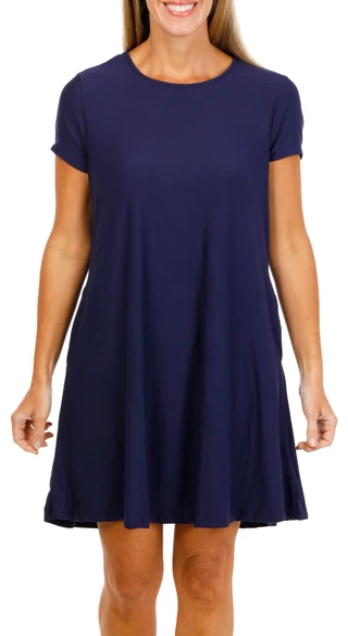 Thumbnail 1: Harlow  & Rose Women's Short Sleeve Solid Swing Dress 