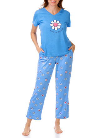 Thumbnail 1: Life is Good Women's 2 Pc Daisy Pajama Pants Set 