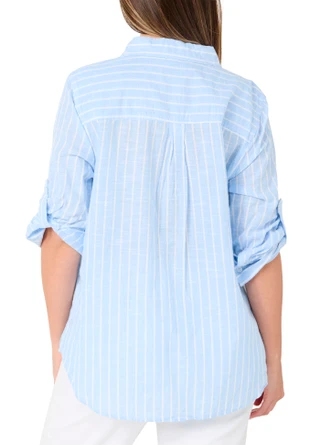 Thumbnail 3: Dash Women's 3/4 Sleeve Stripe Button Down Top 